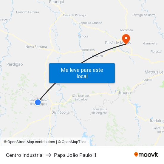 Centro Industrial to Papa João Paulo II map