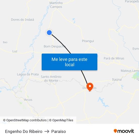 Engenho Do Ribeiro to Paraíso map