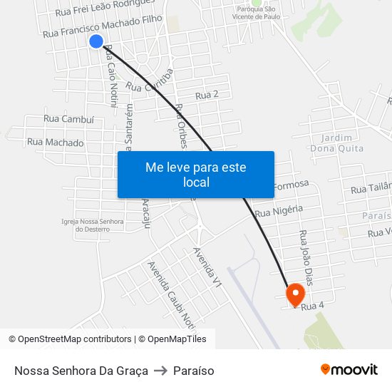 Nossa Senhora Da Graça to Paraíso map