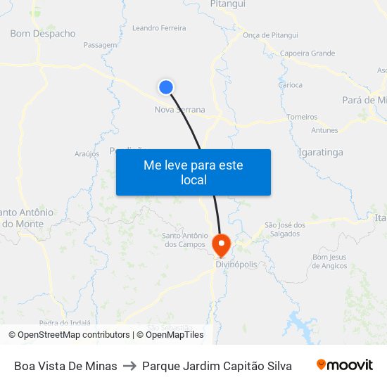 Boa Vista De Minas to Parque Jardim Capitão Silva map