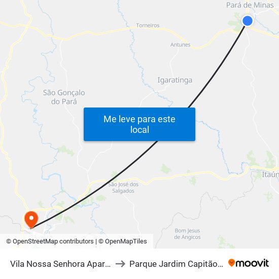 Vila Nossa Senhora Aparecida to Parque Jardim Capitão Silva map