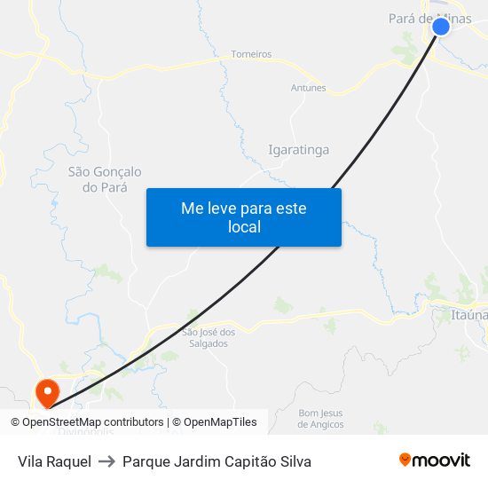 Vila Raquel to Parque Jardim Capitão Silva map