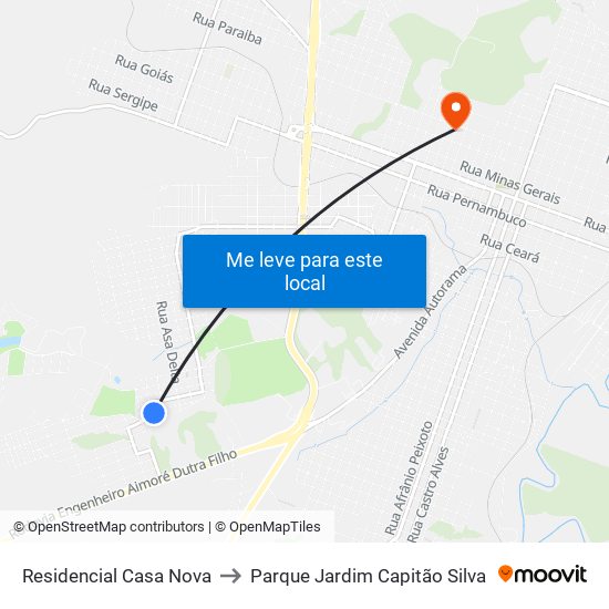Residencial Casa Nova to Parque Jardim Capitão Silva map
