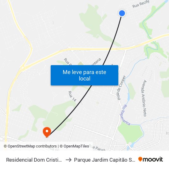 Residencial Dom Cristiano to Parque Jardim Capitão Silva map