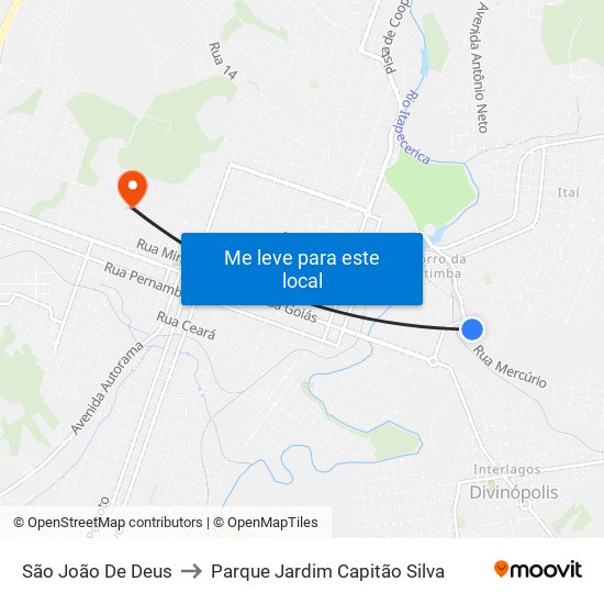 São João De Deus to Parque Jardim Capitão Silva map