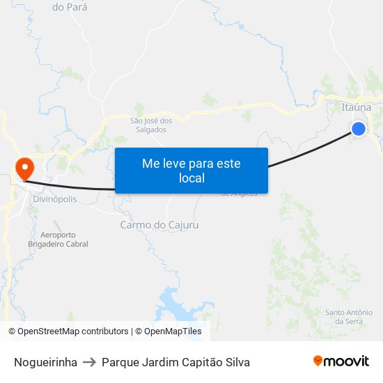 Nogueirinha to Parque Jardim Capitão Silva map