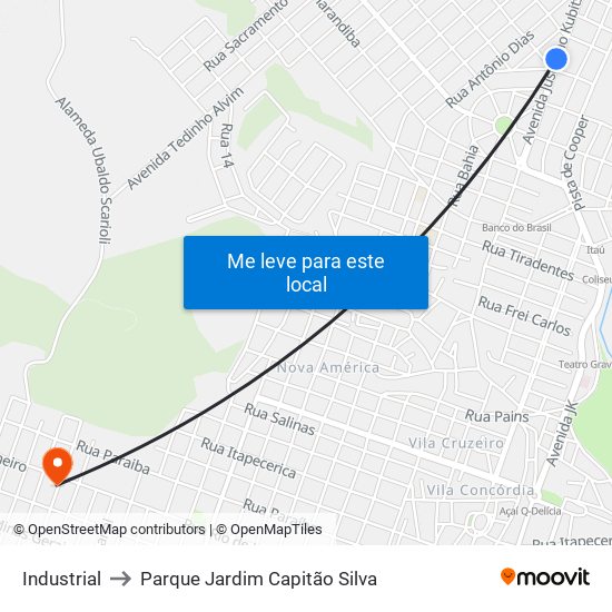 Industrial to Parque Jardim Capitão Silva map