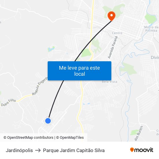 Jardinópolis to Parque Jardim Capitão Silva map