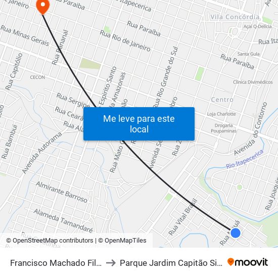 Francisco Machado Filho to Parque Jardim Capitão Silva map