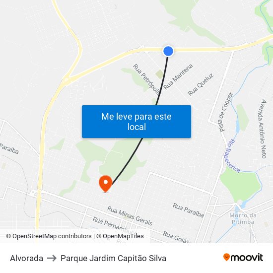 Alvorada to Parque Jardim Capitão Silva map