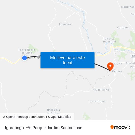 Igaratinga to Parque Jardim Santanense map