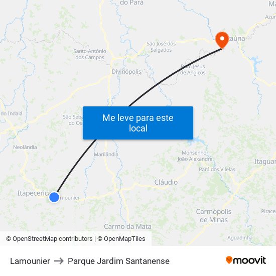 Lamounier to Parque Jardim Santanense map
