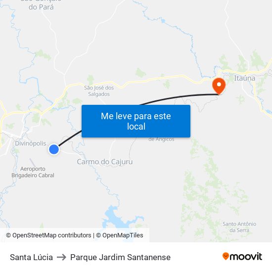 Santa Lúcia to Parque Jardim Santanense map