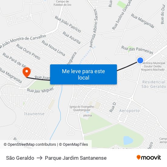 São Geraldo to Parque Jardim Santanense map