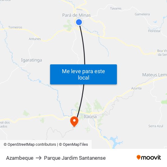 Azambeque to Parque Jardim Santanense map