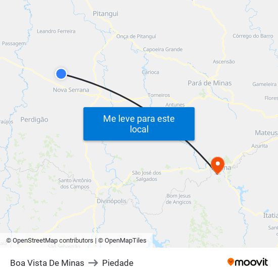 Boa Vista De Minas to Piedade map