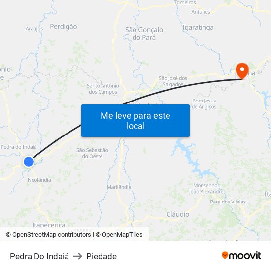 Pedra Do Indaiá to Piedade map