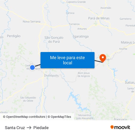 Santa Cruz to Piedade map