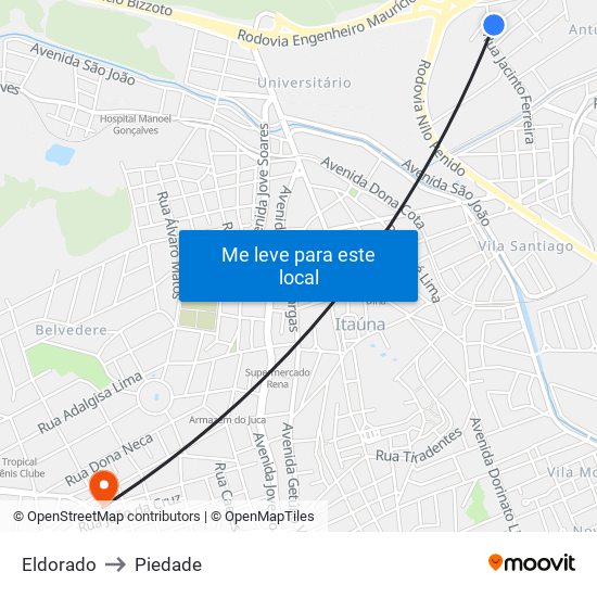 Eldorado to Piedade map