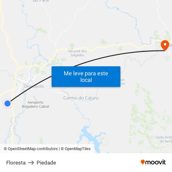 Floresta to Piedade map
