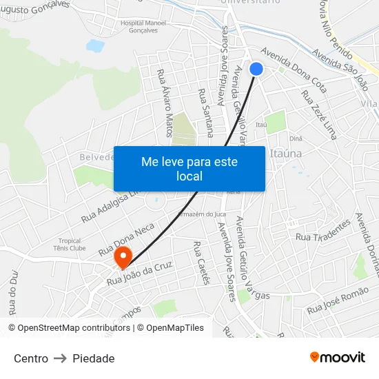 Centro to Piedade map