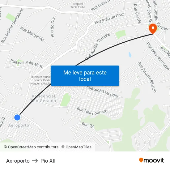Aeroporto to Pio XII map