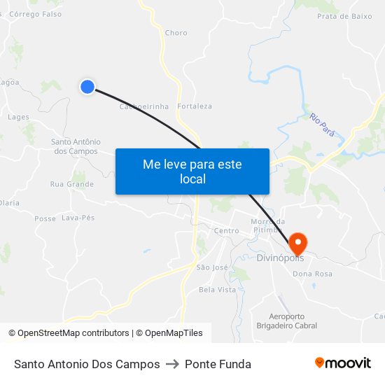 Santo Antonio Dos Campos to Ponte Funda map