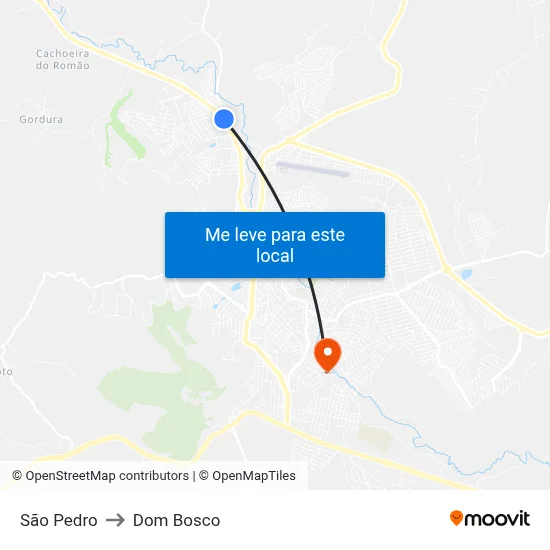 São Pedro to Dom Bosco map
