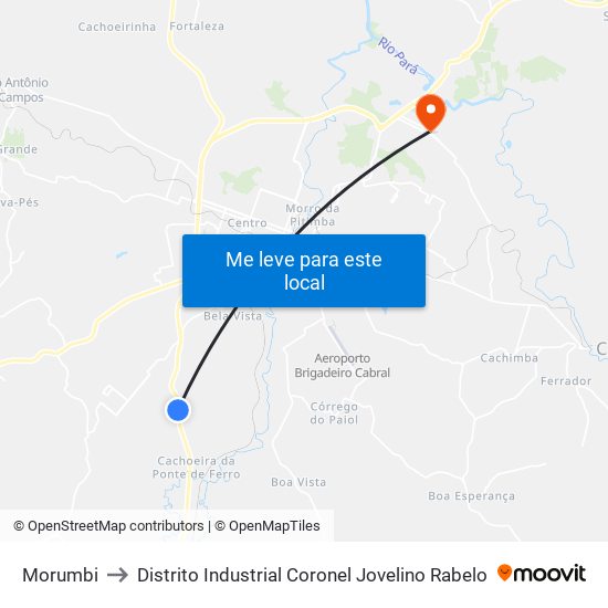 Morumbi to Distrito Industrial Coronel Jovelino Rabelo map