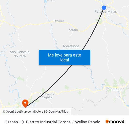 Ozanan to Distrito Industrial Coronel Jovelino Rabelo map