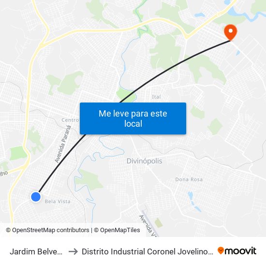 Jardim Belvedere to Distrito Industrial Coronel Jovelino Rabelo map