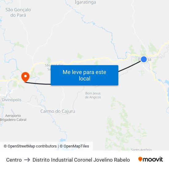 Centro to Distrito Industrial Coronel Jovelino Rabelo map