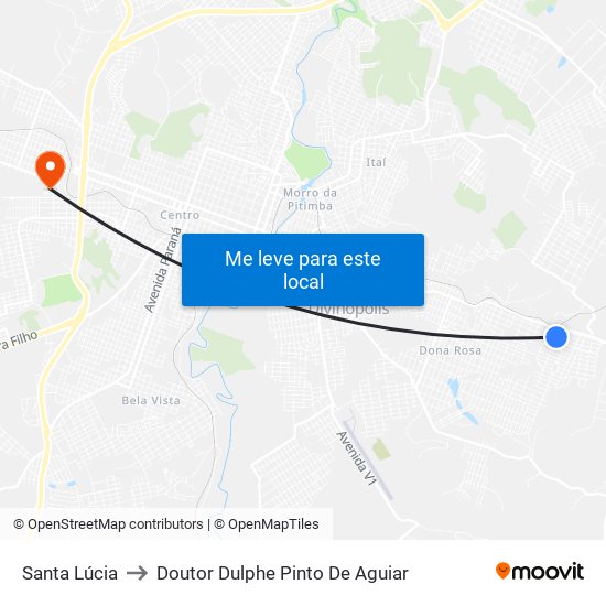 Santa Lúcia to Doutor Dulphe Pinto De Aguiar map