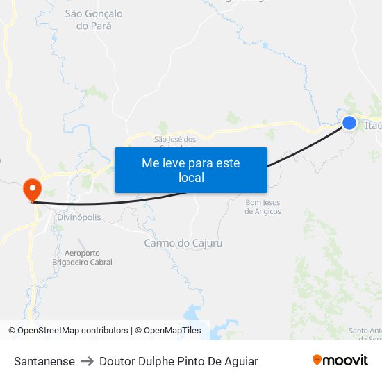 Santanense to Doutor Dulphe Pinto De Aguiar map