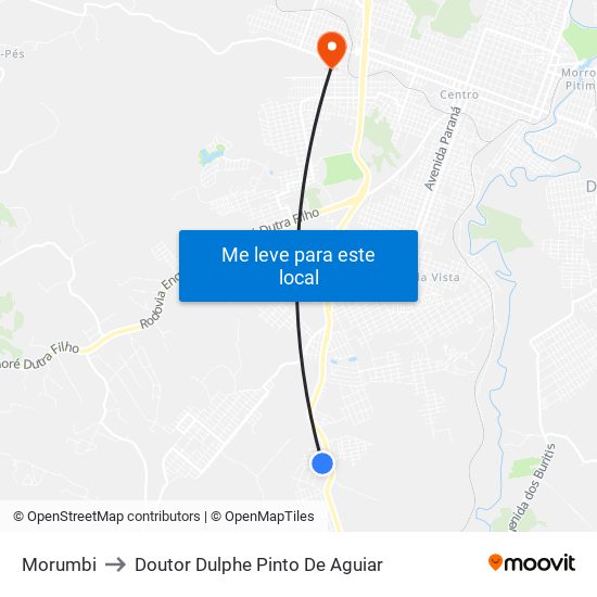 Morumbi to Doutor Dulphe Pinto De Aguiar map