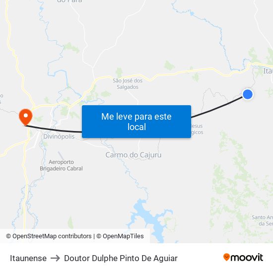 Itaunense to Doutor Dulphe Pinto De Aguiar map