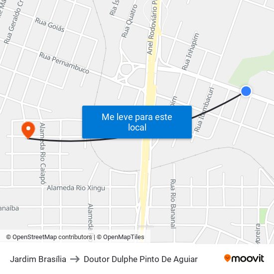 Jardim Brasília to Doutor Dulphe Pinto De Aguiar map