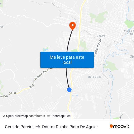 Geraldo Pereira to Doutor Dulphe Pinto De Aguiar map