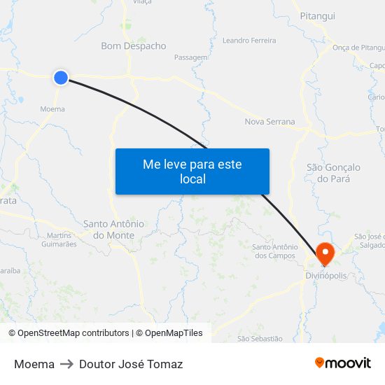 Moema to Doutor José Tomaz map