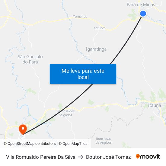 Vila Romualdo Pereira Da Silva to Doutor José Tomaz map