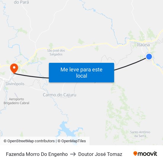 Fazenda Morro Do Engenho to Doutor José Tomaz map