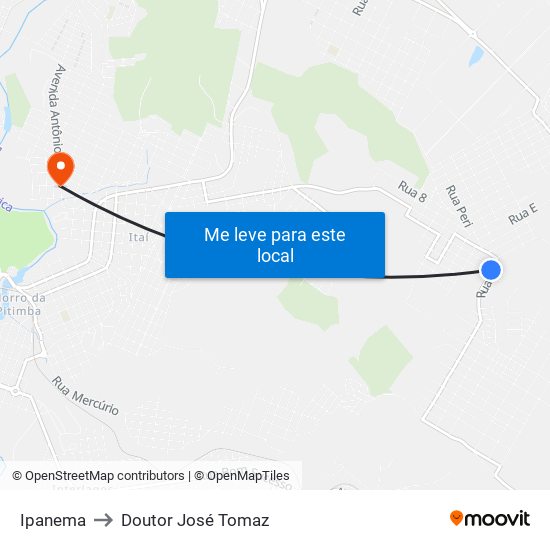 Ipanema to Doutor José Tomaz map