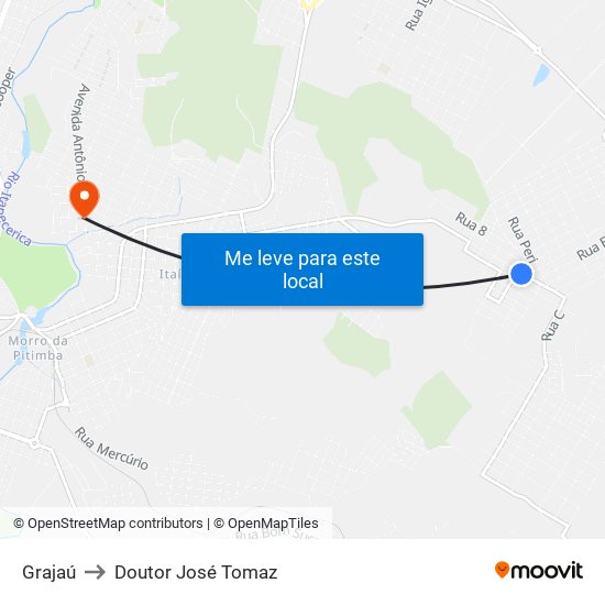 Grajaú to Doutor José Tomaz map