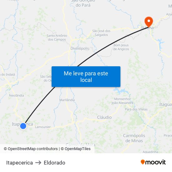 Itapecerica to Eldorado map