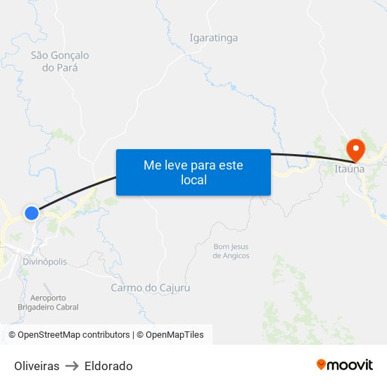 Oliveiras to Eldorado map