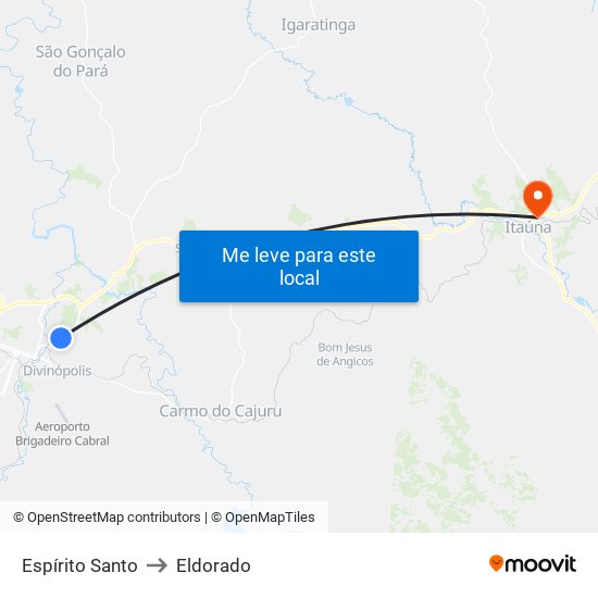 Espírito Santo to Eldorado map