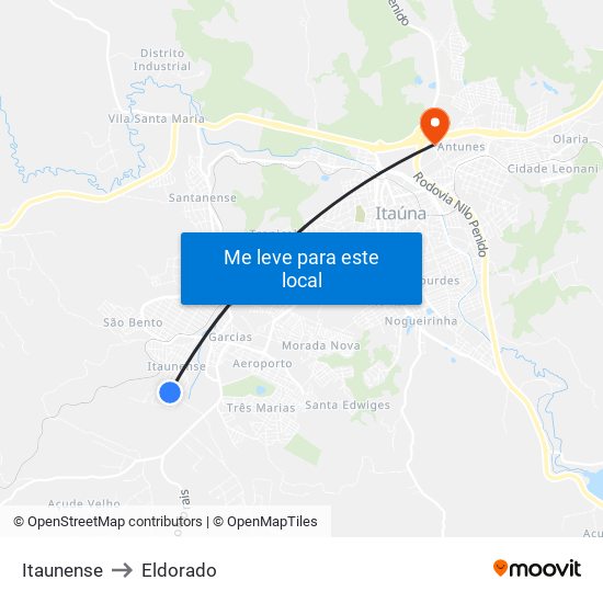 Itaunense to Eldorado map