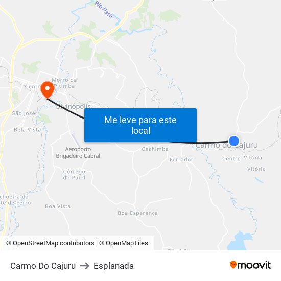 Carmo Do Cajuru to Esplanada map