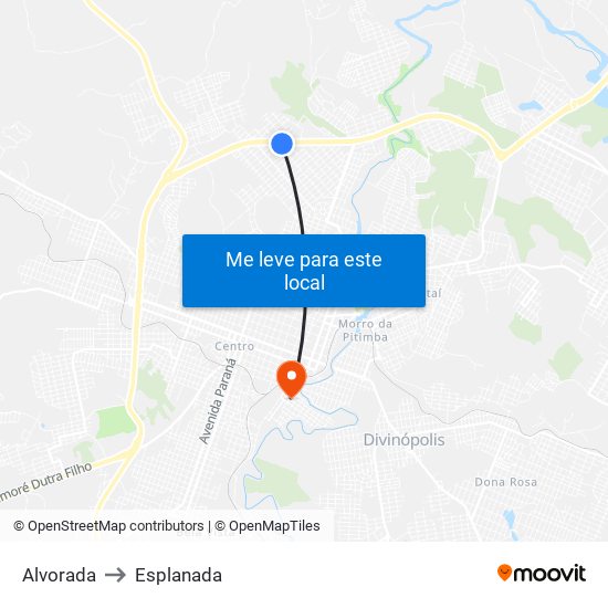 Alvorada to Esplanada map