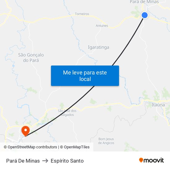 Pará De Minas to Espírito Santo map